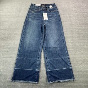 Judy Blue Jeans Women 1 25 Blue Olivia Wide Leg Crop Zip Fly Stretch High Rise